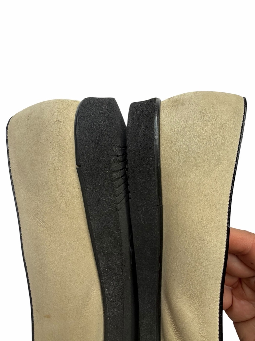 VTG Salvatore Ferragamo Beige Leather Belgian Bow Loafers 9.5 4A - Picture 4 of 6